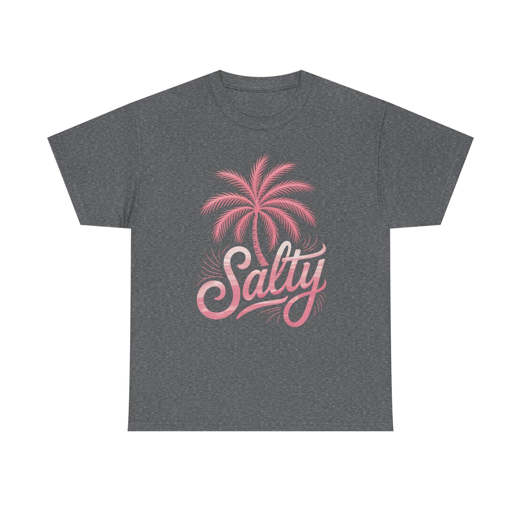 Salty Beach Shirt, Pink Palm Tree Graphic Tee, Coastal Vibes T-Shirt