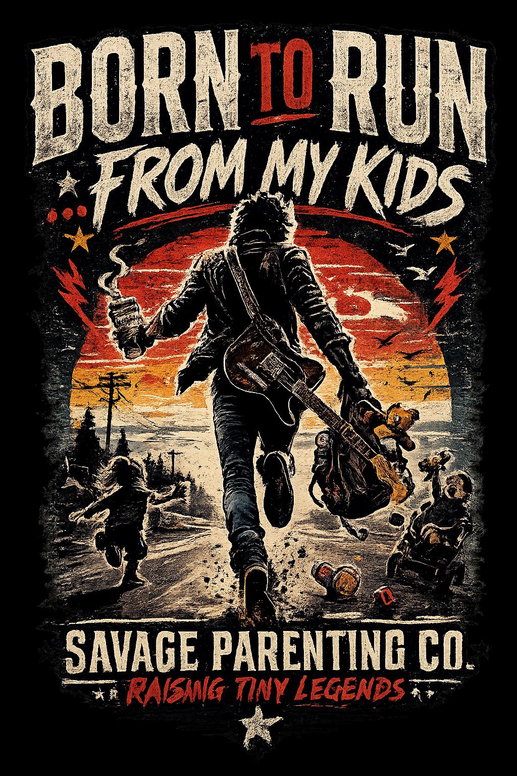 Born to Run From My Kids Savage Parenting Shirt, Funny Mom Dad Humor Tee