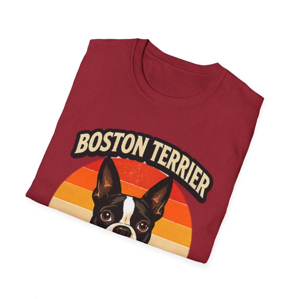 Retro Boston Terrier Dog Mom Shirt, Vintage Sunset Pet Lover Tee