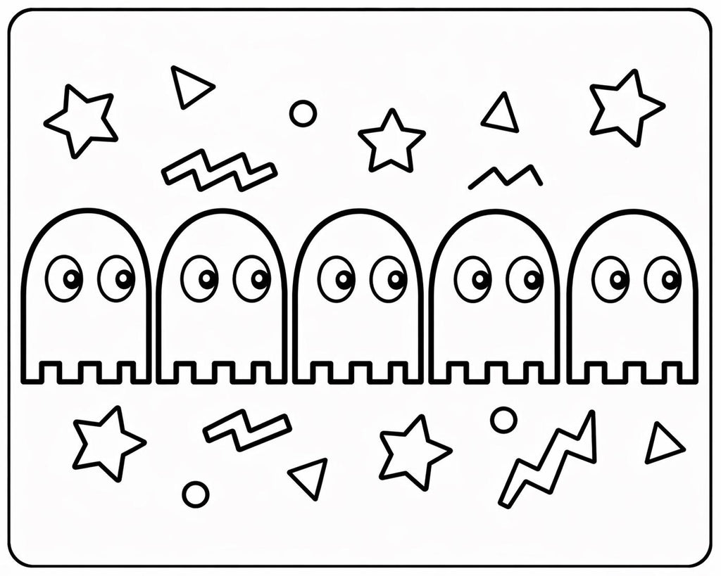 Retro Arcade Coloring Page | 80s Game Style, Bold Lines (Digital Download)