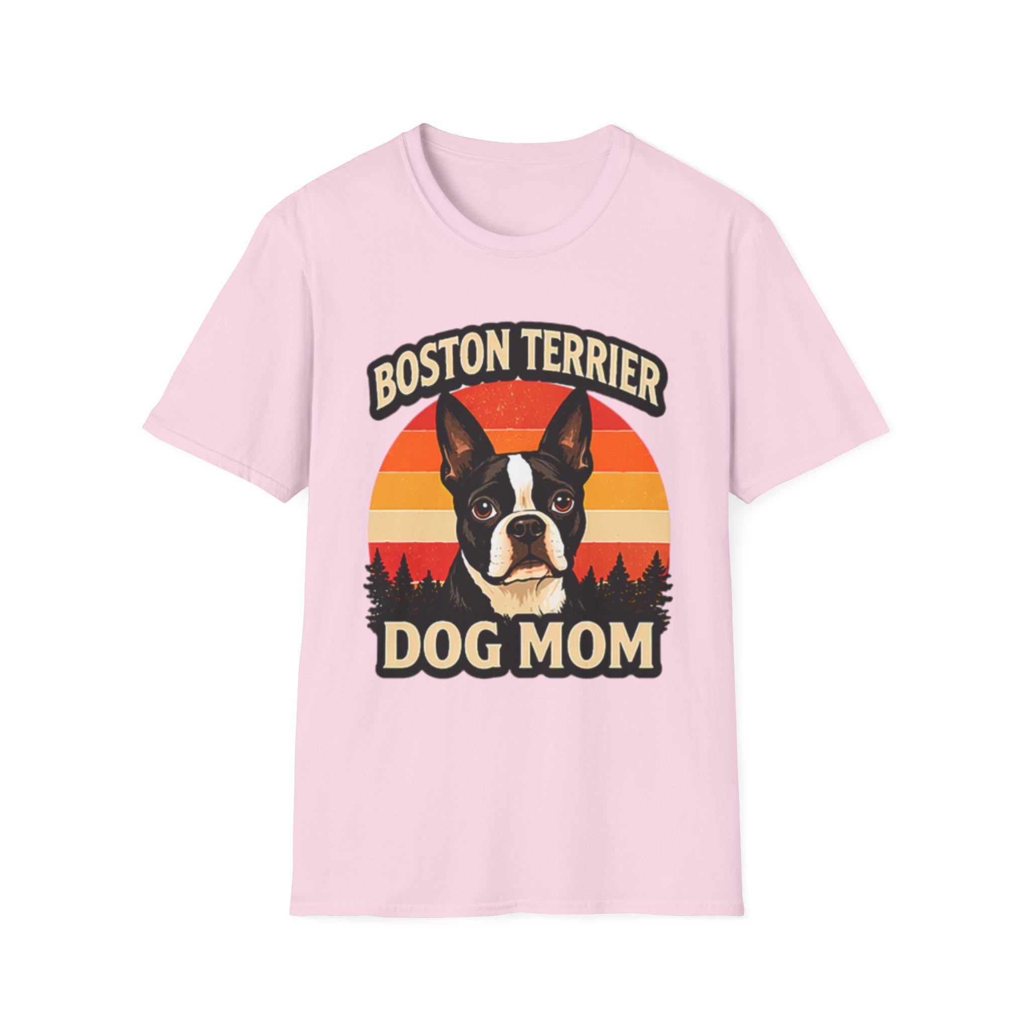 Retro Boston Terrier Dog Mom Sunset Shirt, Vintage Dog Lover Tee