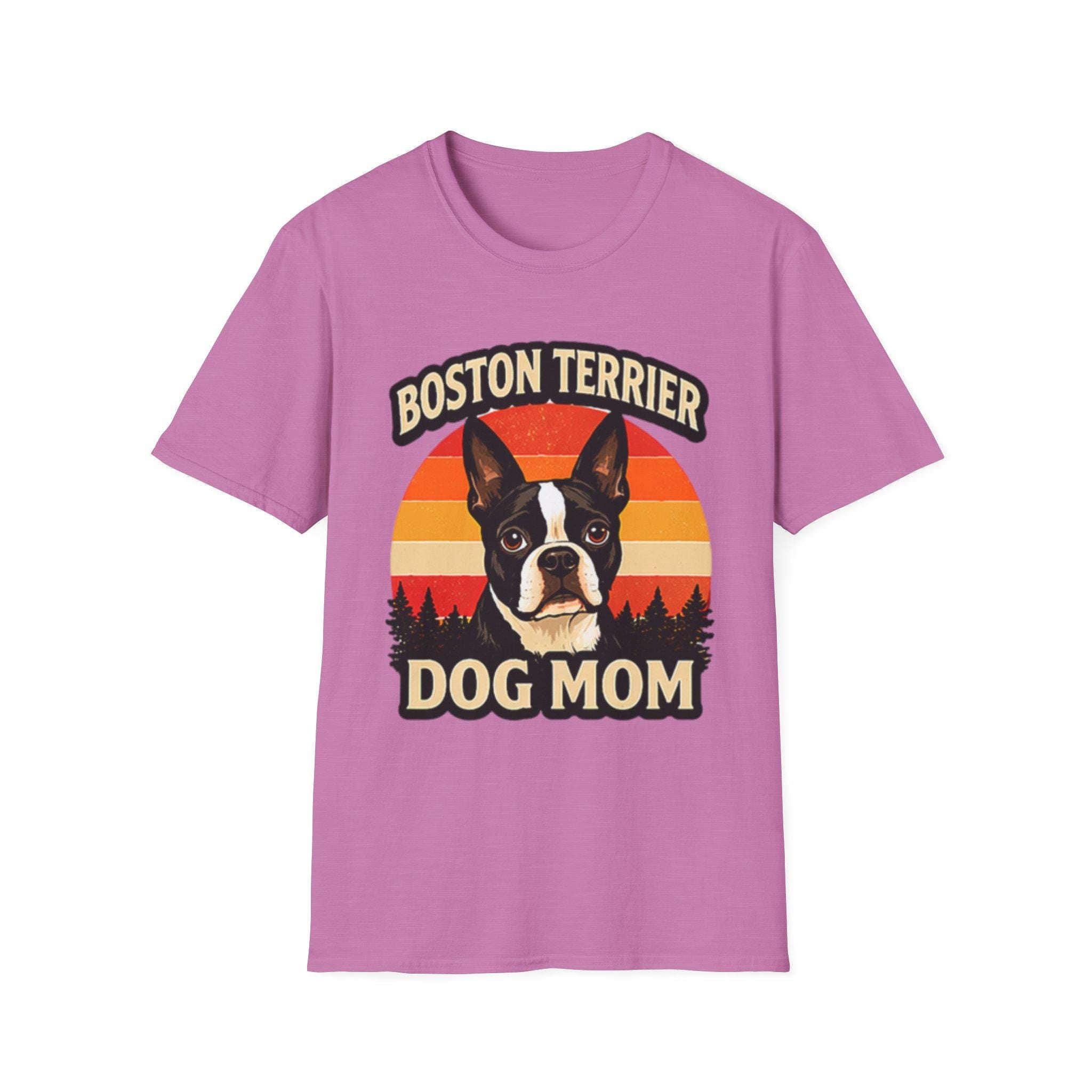 Retro Boston Terrier Dog Mom Sunset Shirt, Vintage Dog Lover Tee