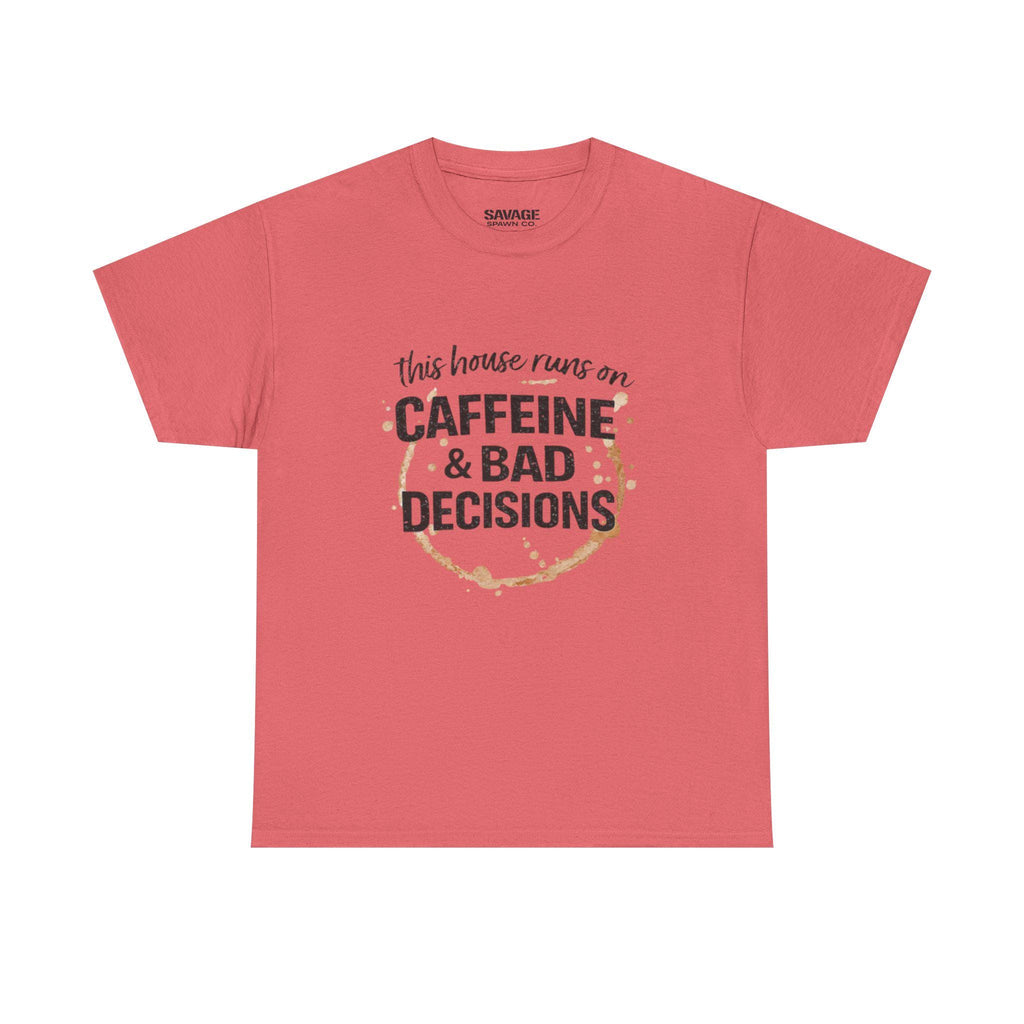 Caffeine & Bad Decisions Tee | Funny Coffee Quote Shirt,