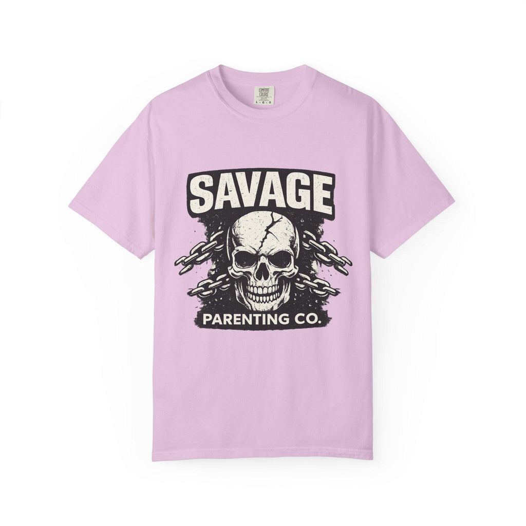Savage Parenting Co. Skull Graphic Tee, Edgy Parent Humor Shirt
