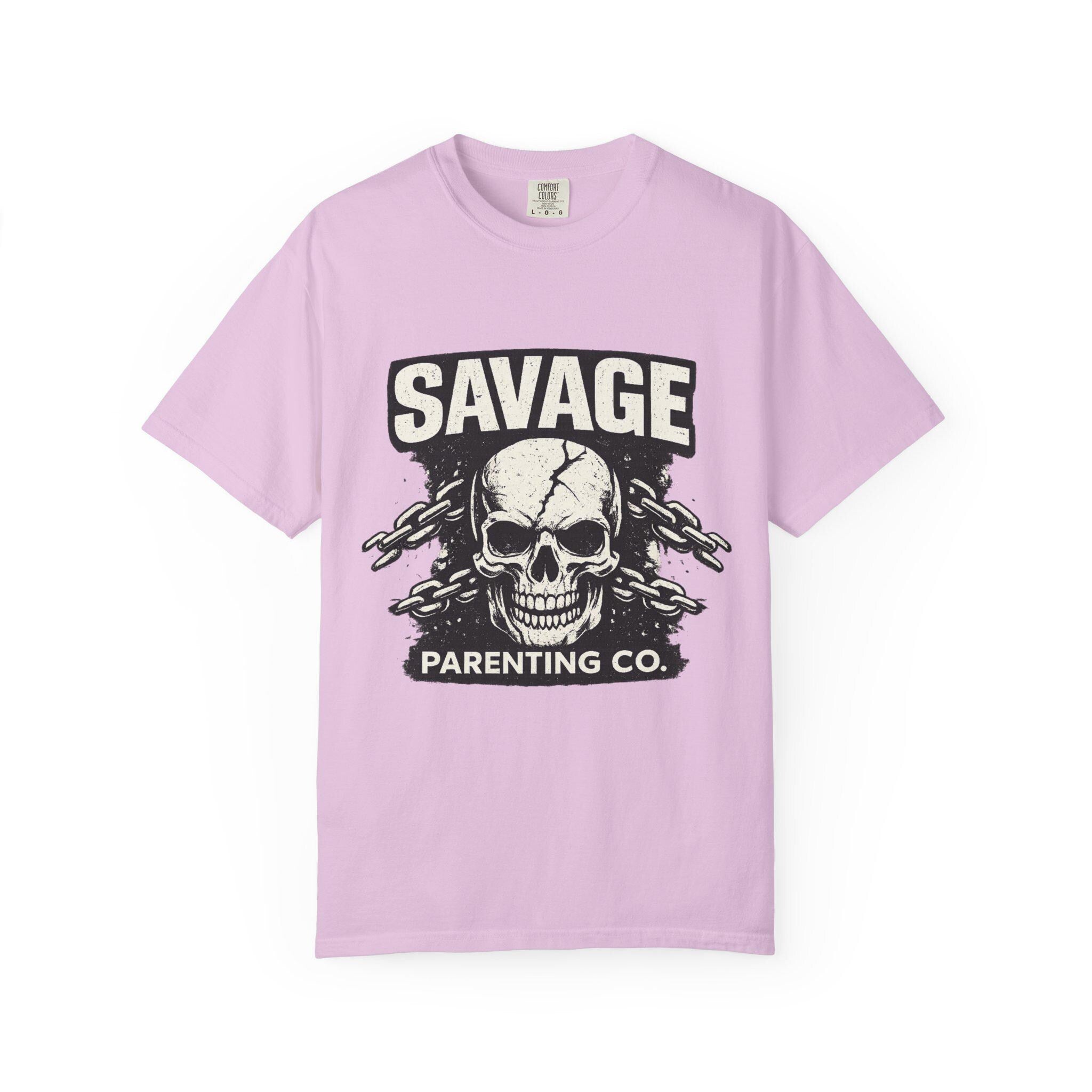 Savage Parenting Co. Skull Graphic Tee, Edgy Parent Humor Shirt