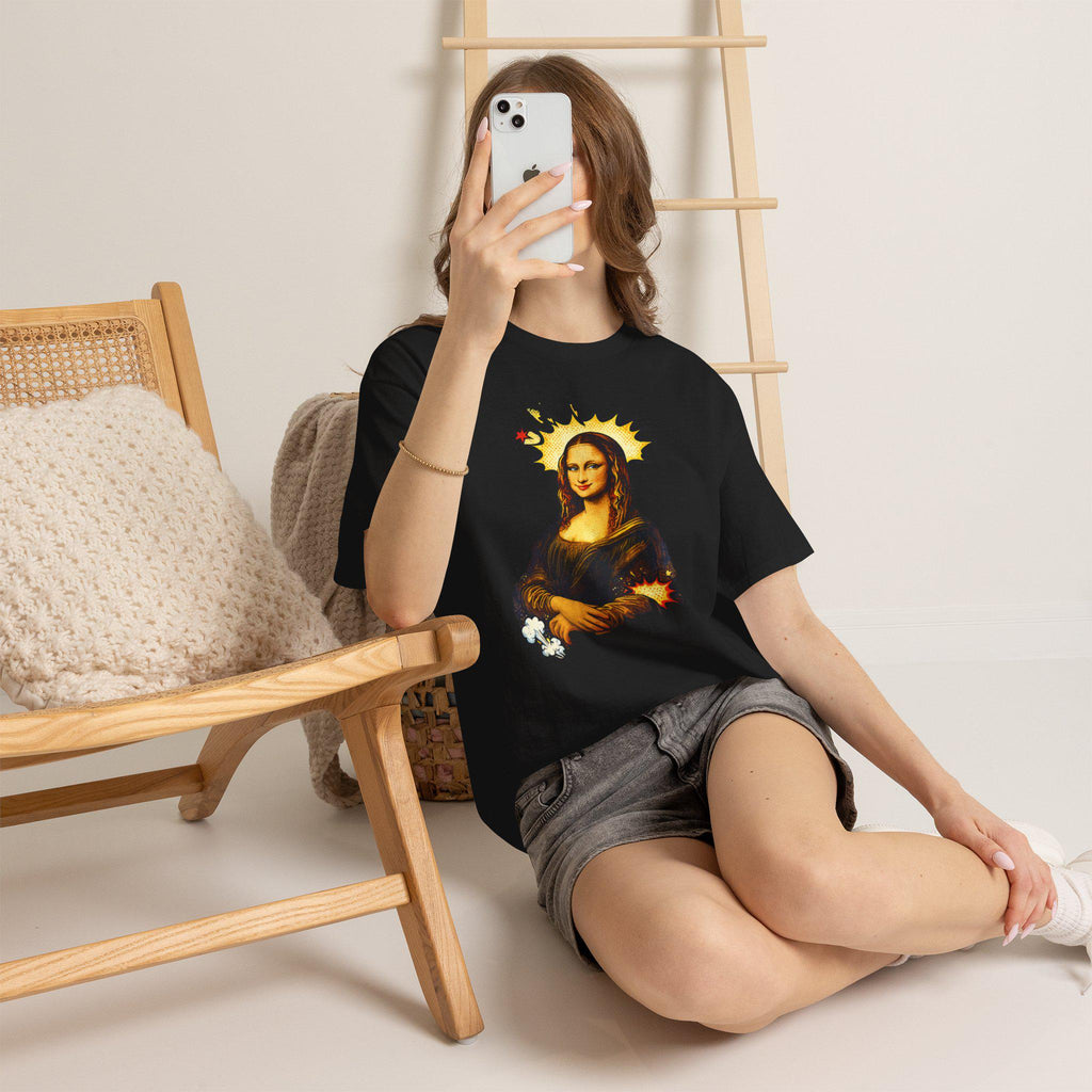 Mona Lisa with Flame Halo Tee | Renaissance Art, Grunge Fire Graphic