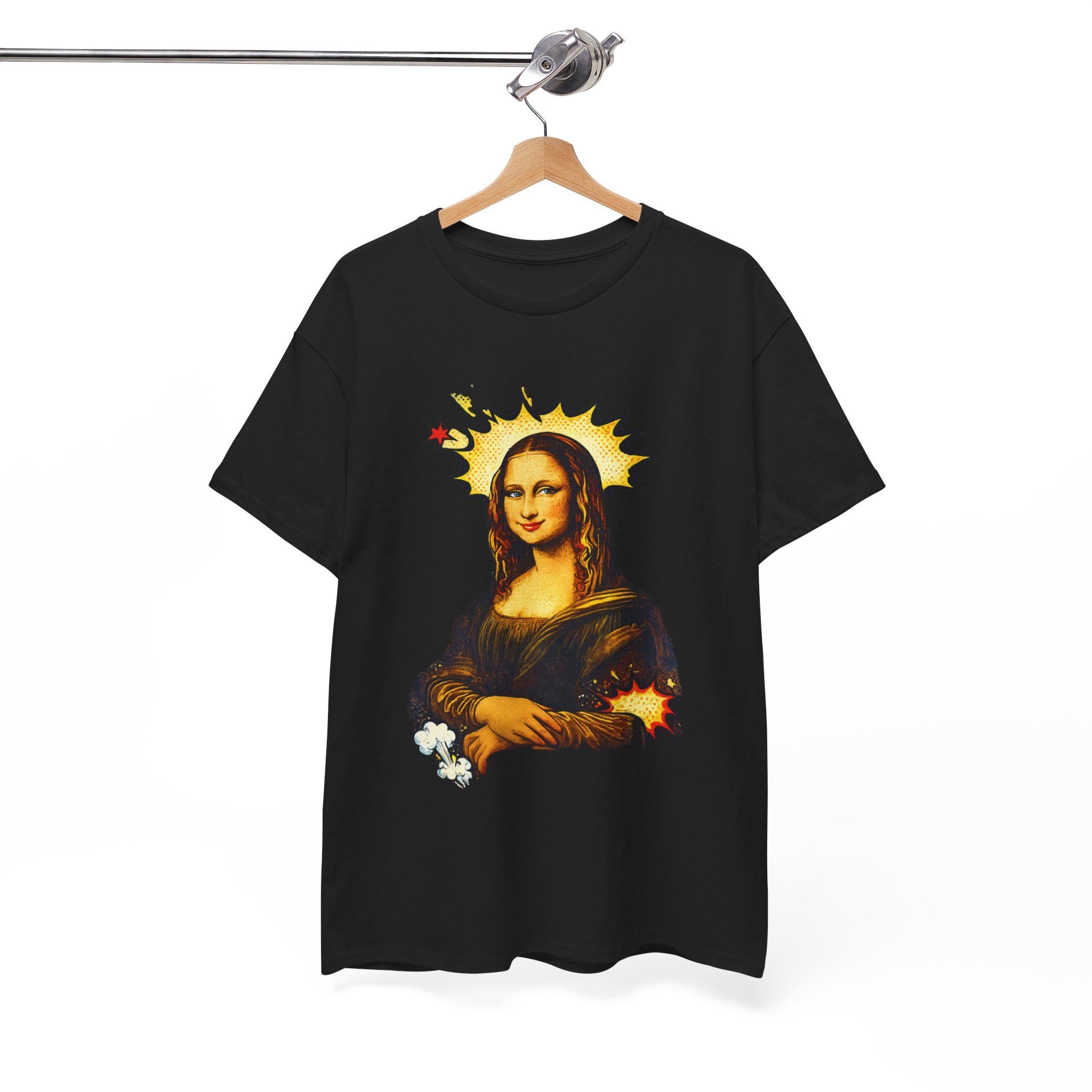 Mona Lisa with Flame Halo Tee | Renaissance Art, Grunge Fire Graphic
