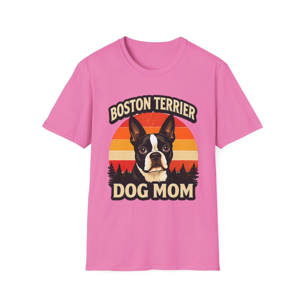 Retro Boston Terrier Dog Mom Sunset Shirt, Vintage Dog Lover Tee