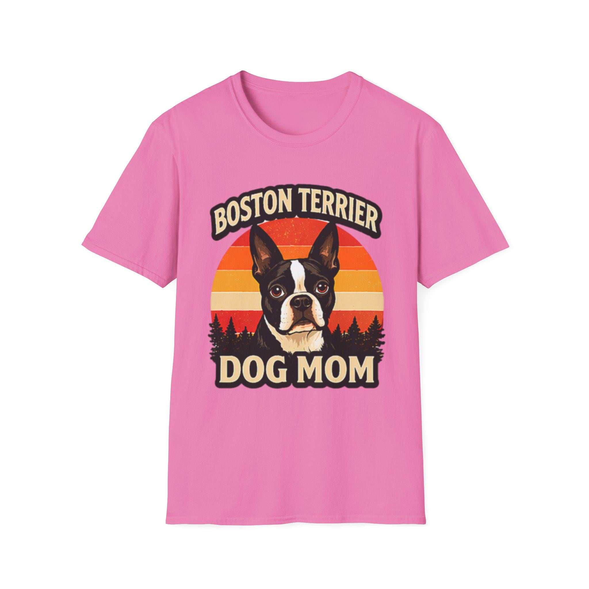 Retro Boston Terrier Dog Mom Sunset Shirt, Vintage Dog Lover Tee