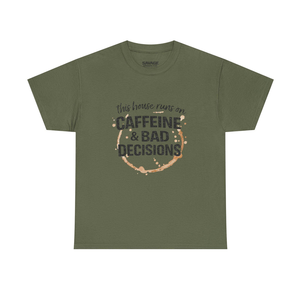 Caffeine & Bad Decisions Tee | Funny Coffee Quote Shirt,