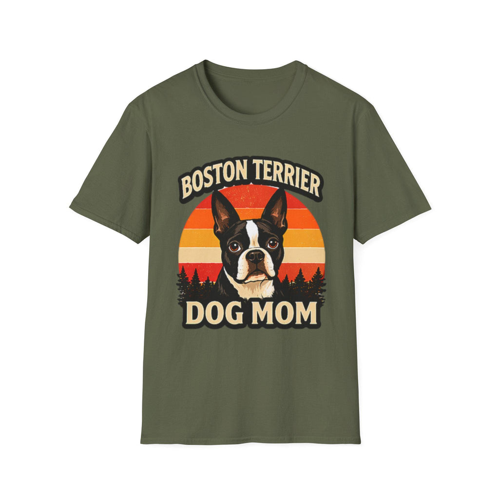Retro Boston Terrier Dog Mom Sunset Shirt, Vintage Dog Lover Tee