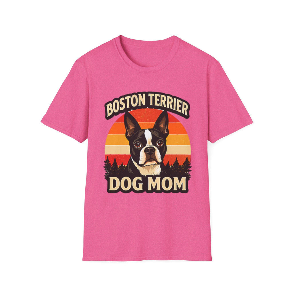 Retro Boston Terrier Dog Mom Sunset Shirt, Vintage Dog Lover Tee