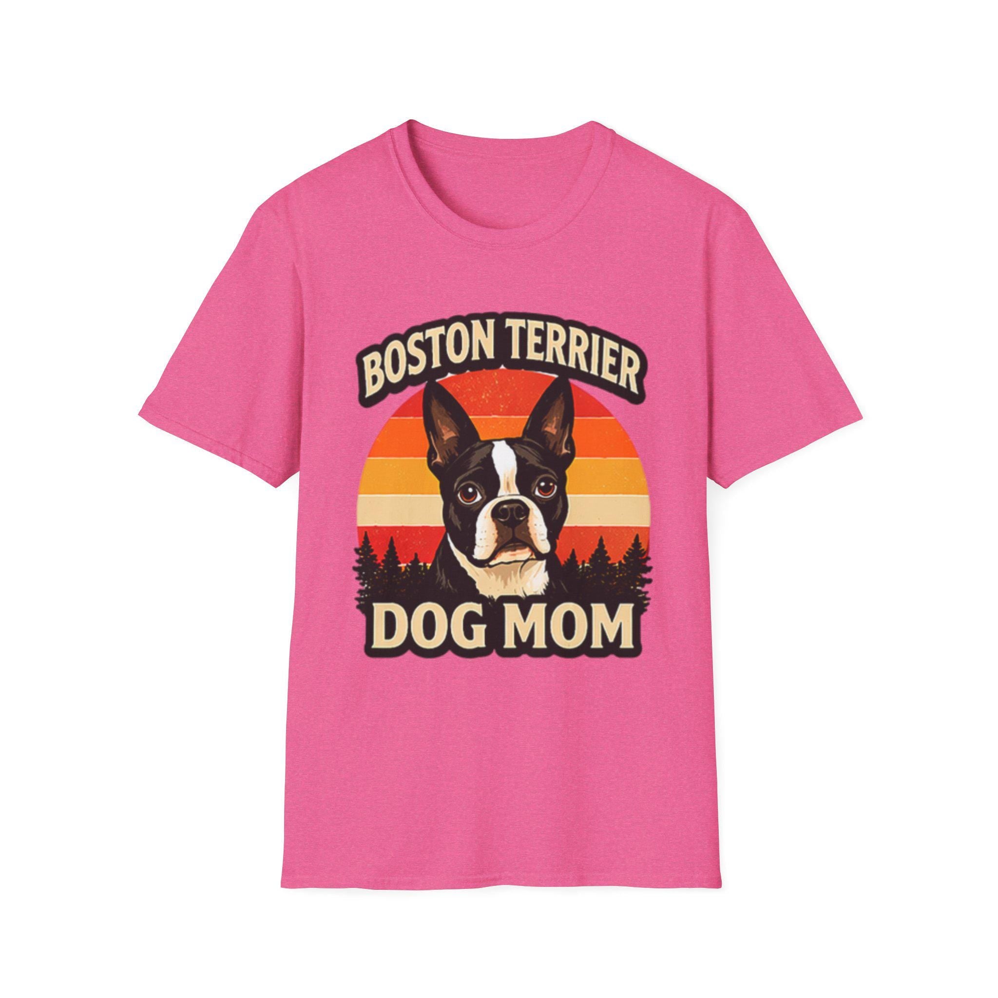 Retro Boston Terrier Dog Mom Sunset Shirt, Vintage Dog Lover Tee