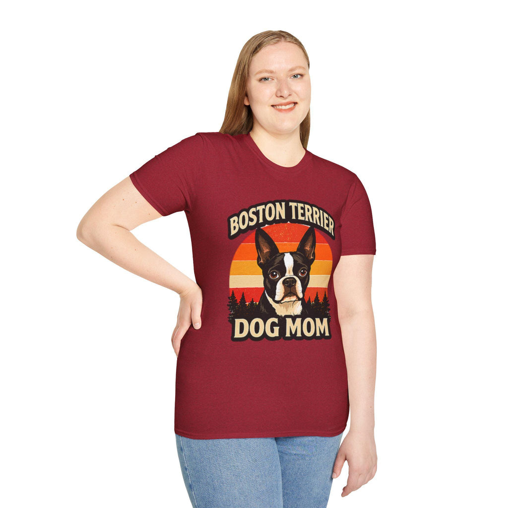 Retro Boston Terrier Dog Mom Shirt, Vintage Sunset Pet Lover Tee
