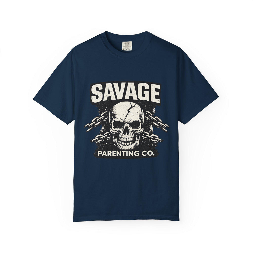 Savage Parenting Co. Skull Graphic Tee, Edgy Parent Humor Shirt