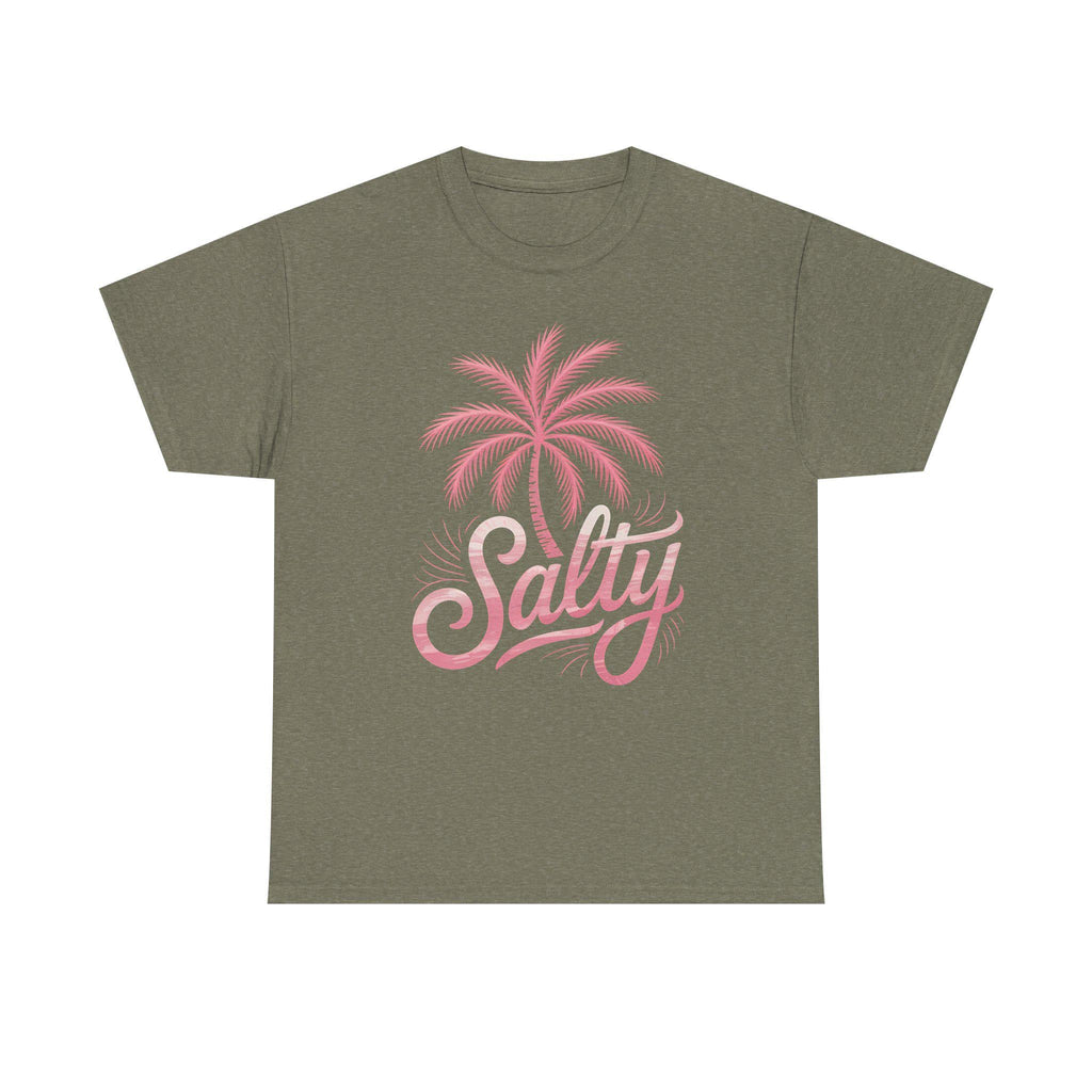 Salty Beach Shirt, Pink Palm Tree Graphic Tee, Coastal Vibes T-Shirt