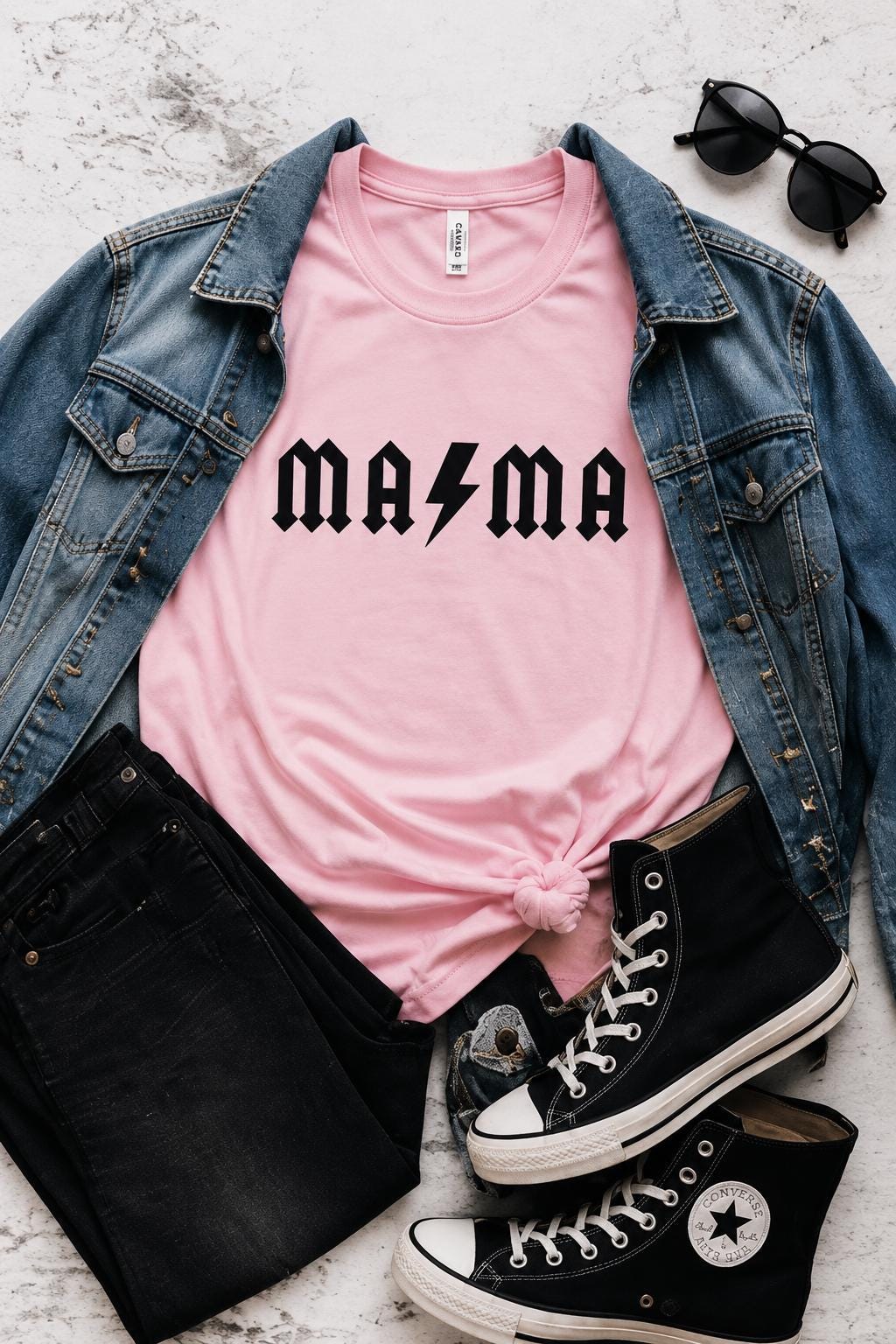 Mama Rock Shirt, Lightning Bolt Graphic Tee, Trendy Mom Apparel, Cotton Unisex Fit