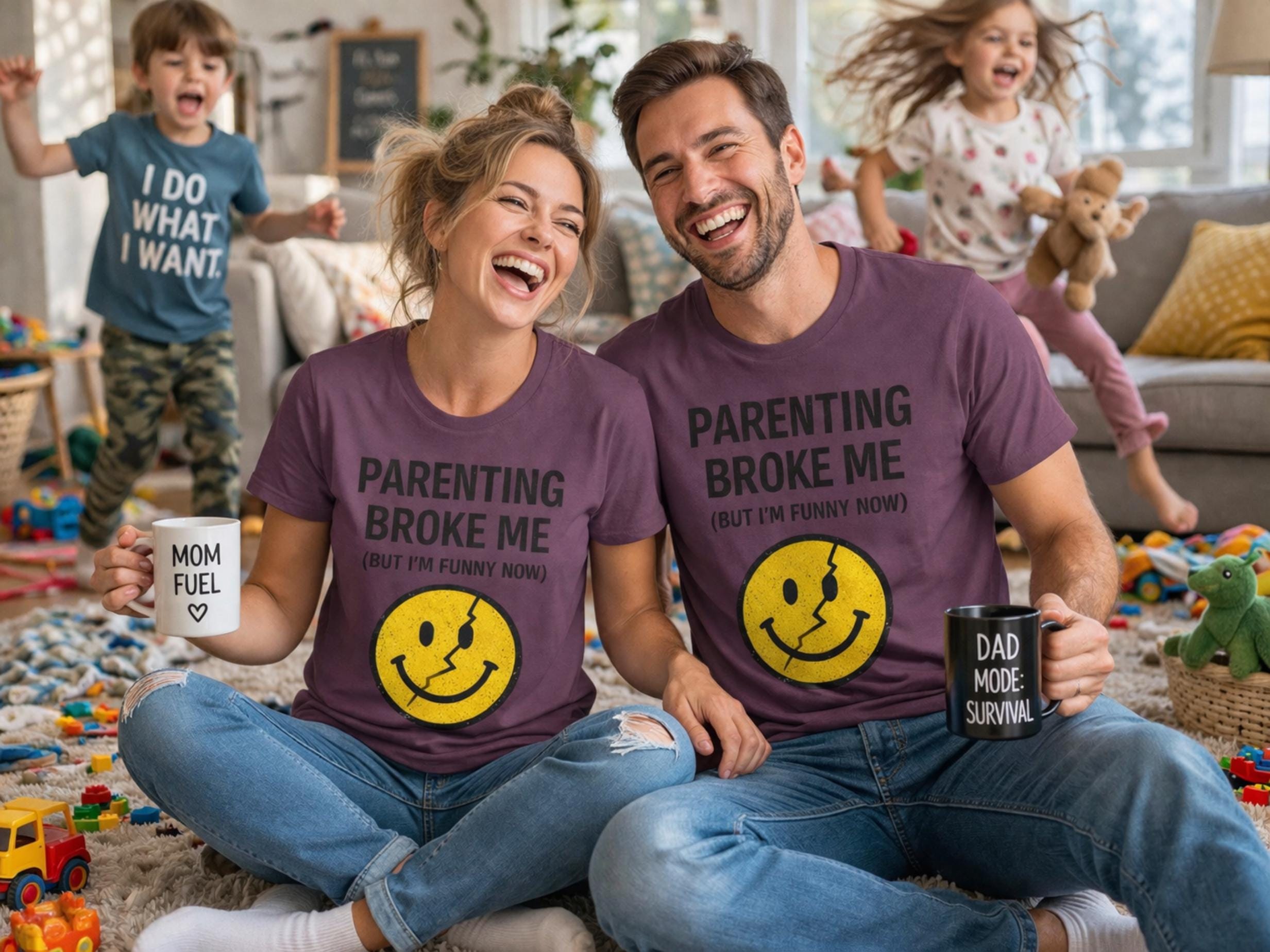 Parenting Broke Me Funny Mom Dad Shirt, Chaos Family Humor Tee