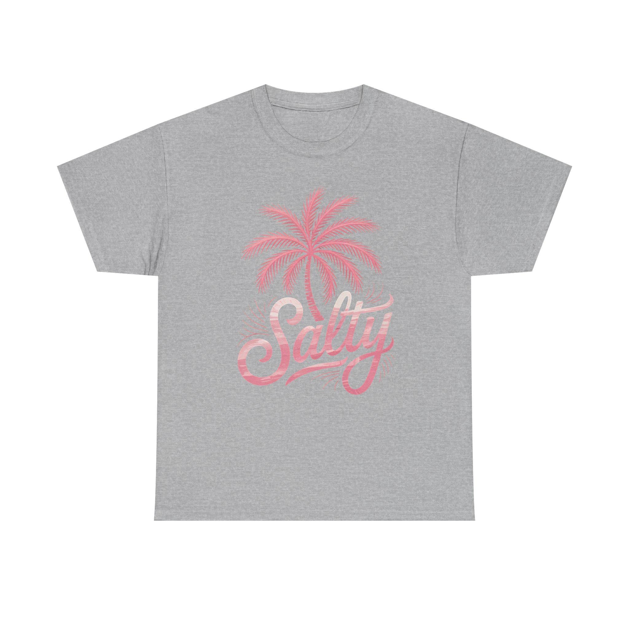 Salty Beach Shirt, Pink Palm Tree Graphic Tee, Coastal Vibes T-Shirt