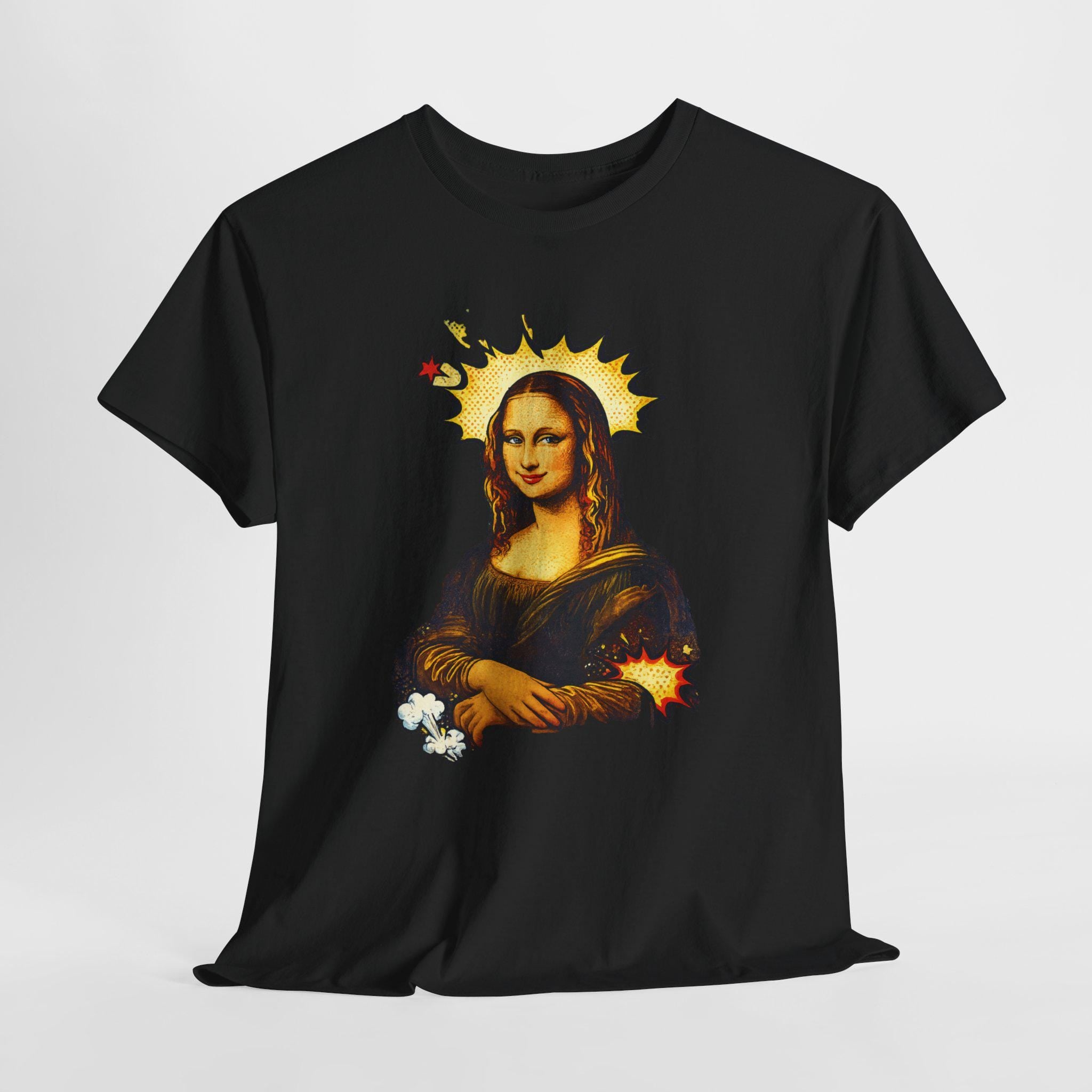Mona Lisa with Flame Halo Tee | Renaissance Art, Grunge Fire Graphic