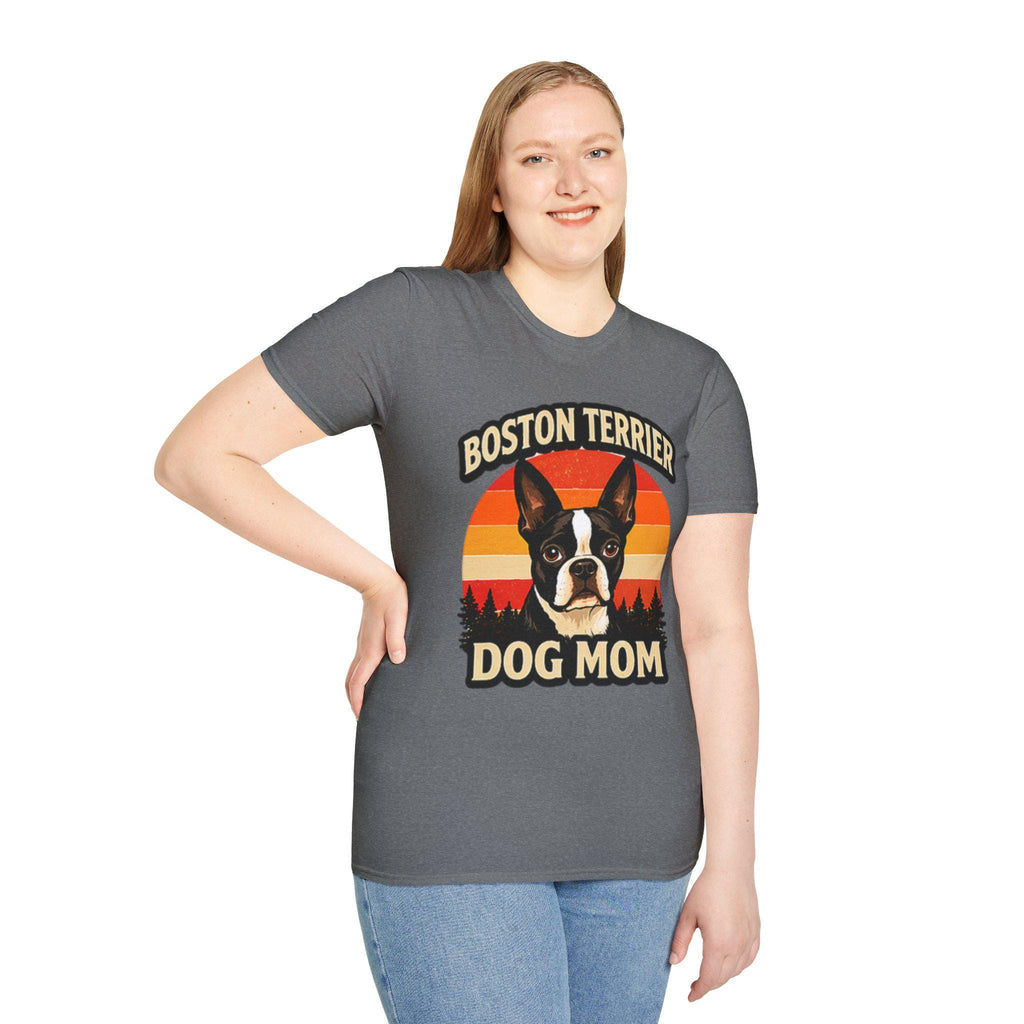 Retro Boston Terrier Dog Mom Shirt, Vintage Sunset Pet Lover Tee