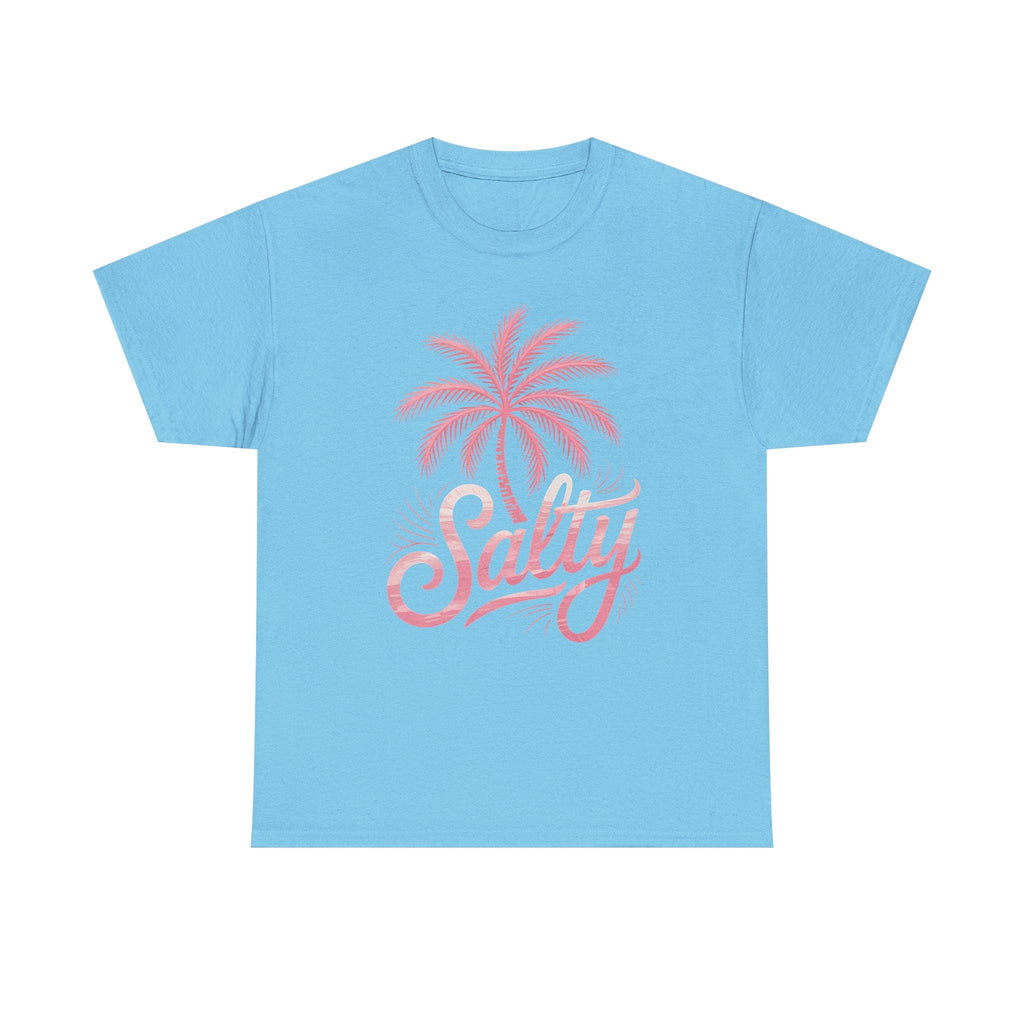 Salty Beach Shirt, Pink Palm Tree Graphic Tee, Coastal Vibes T-Shirt