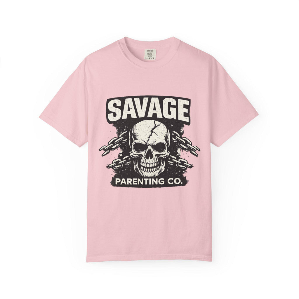 Savage Parenting Co. Skull Graphic Tee, Edgy Parent Humor Shirt