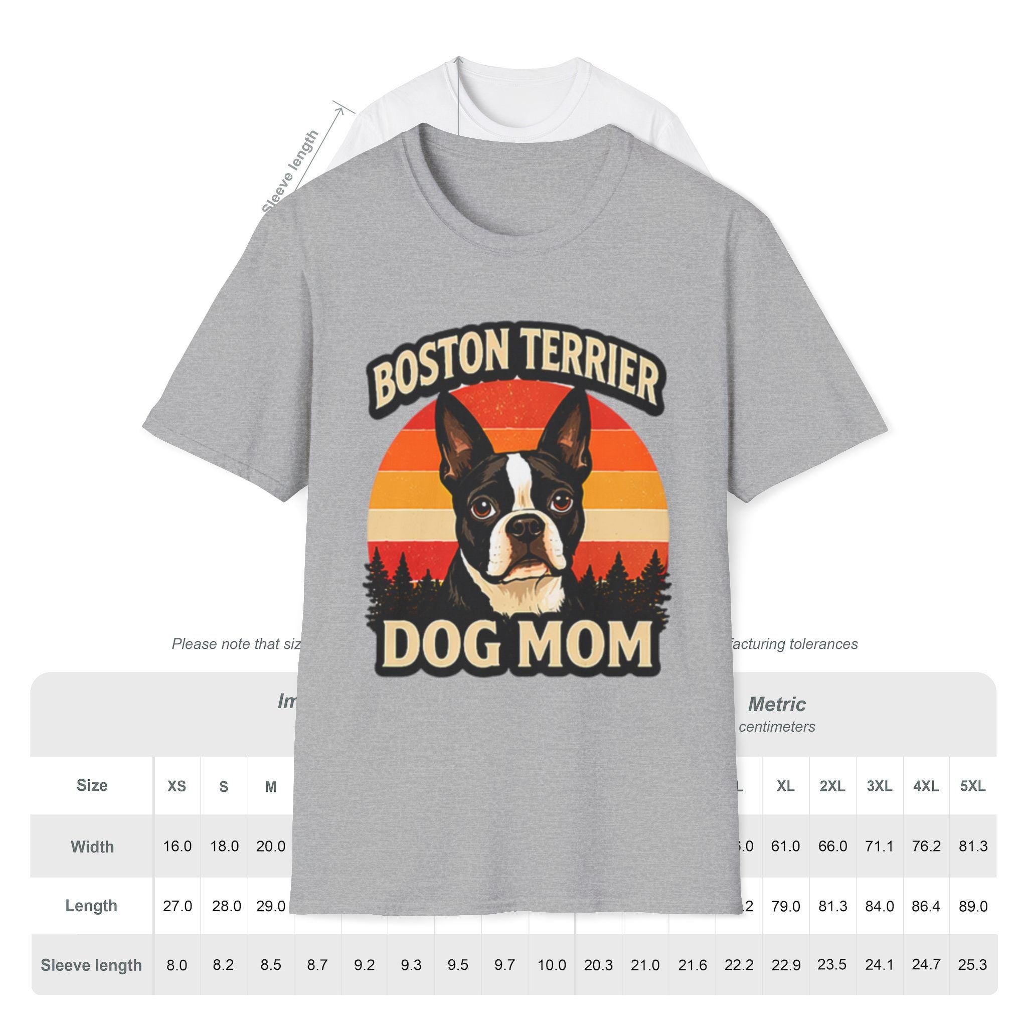 Retro Boston Terrier Dog Mom Shirt, Vintage Sunset Pet Lover Tee