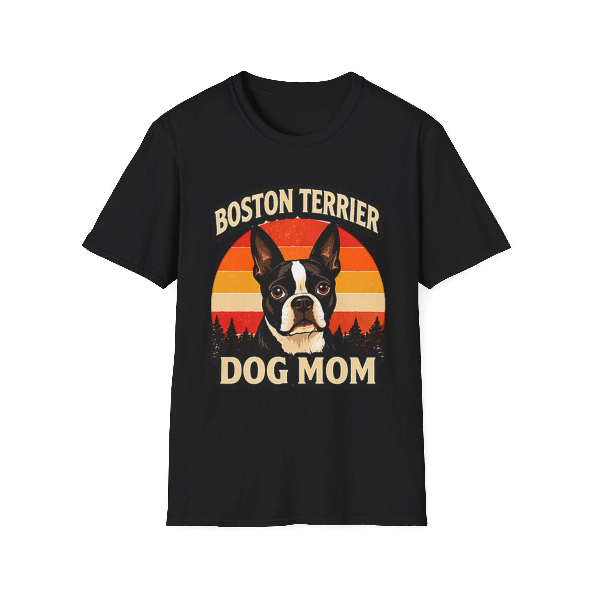 Retro Boston Terrier Dog Mom Sunset Shirt, Vintage Dog Lover Tee