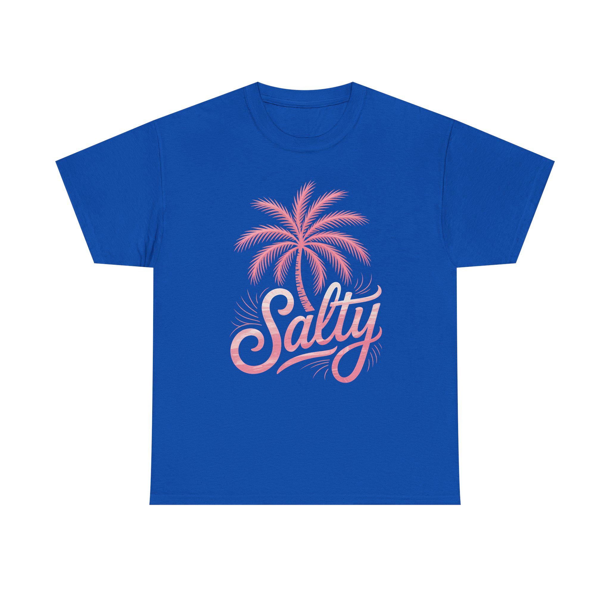 Salty Beach Shirt, Pink Palm Tree Graphic Tee, Coastal Vibes T-Shirt