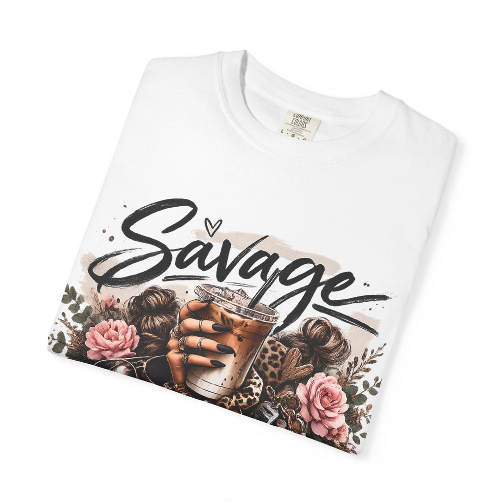 Savage Parenting Graphic Tee | Coffee Floral Leopard Print