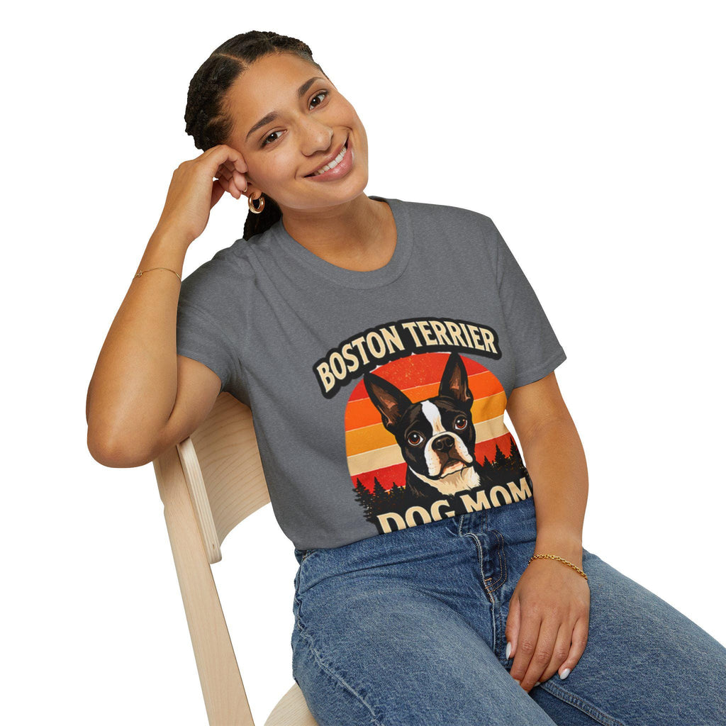 Retro Boston Terrier Dog Mom Shirt, Vintage Sunset Pet Lover Tee