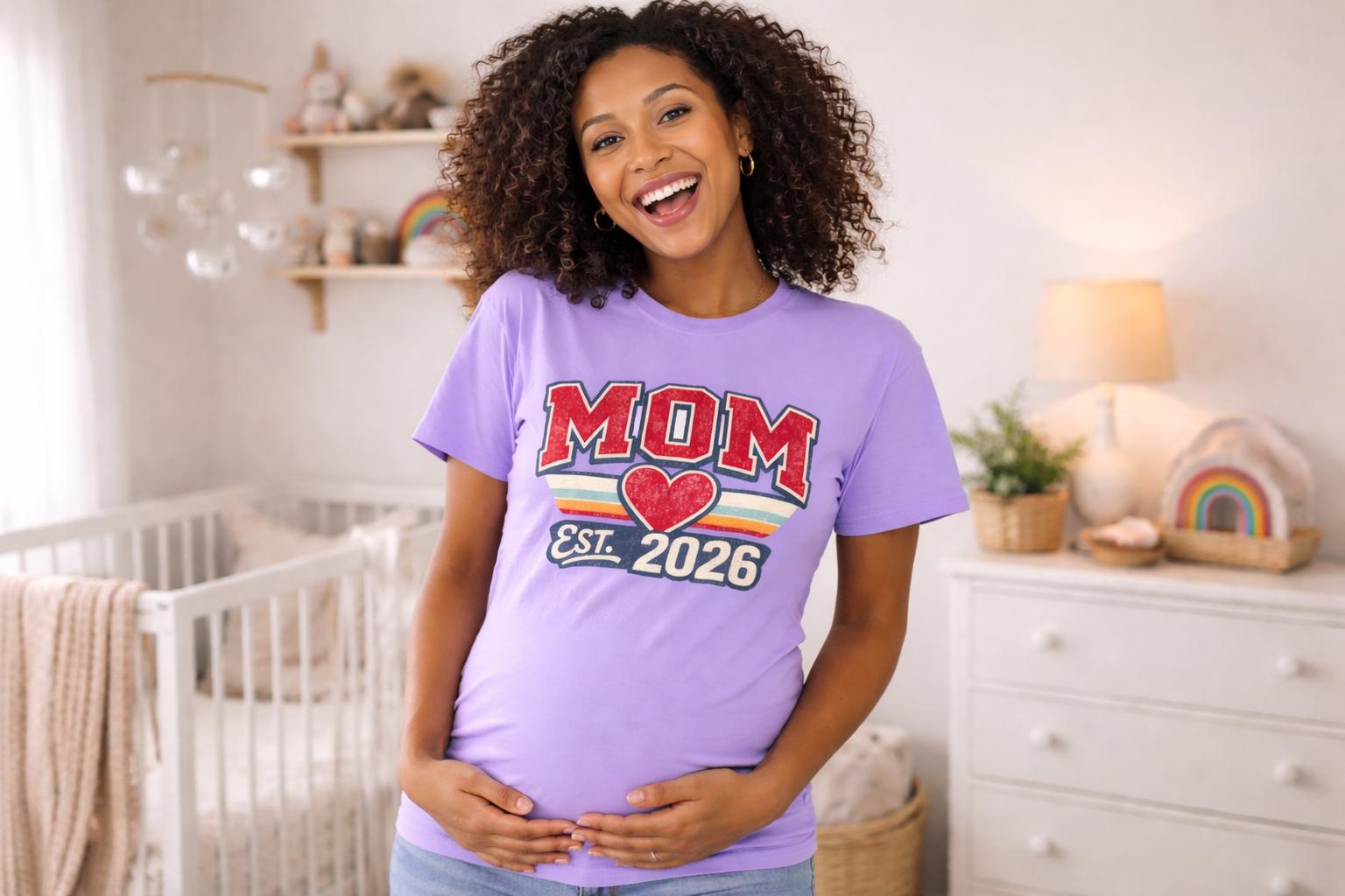 Mom Est. 2026 Retro Shirt, Comfort Colors 1717 Tee, New Mom Gift