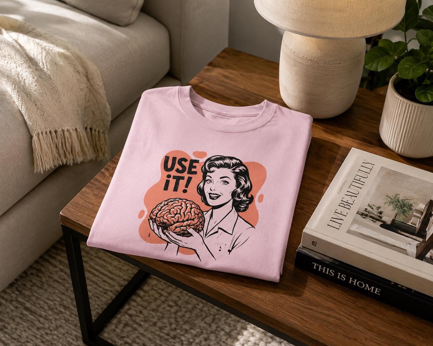 Funny Brain Graphic T-Shirt, Retro Humor Tee, Psychology Shirt, Vintage Style Cotton