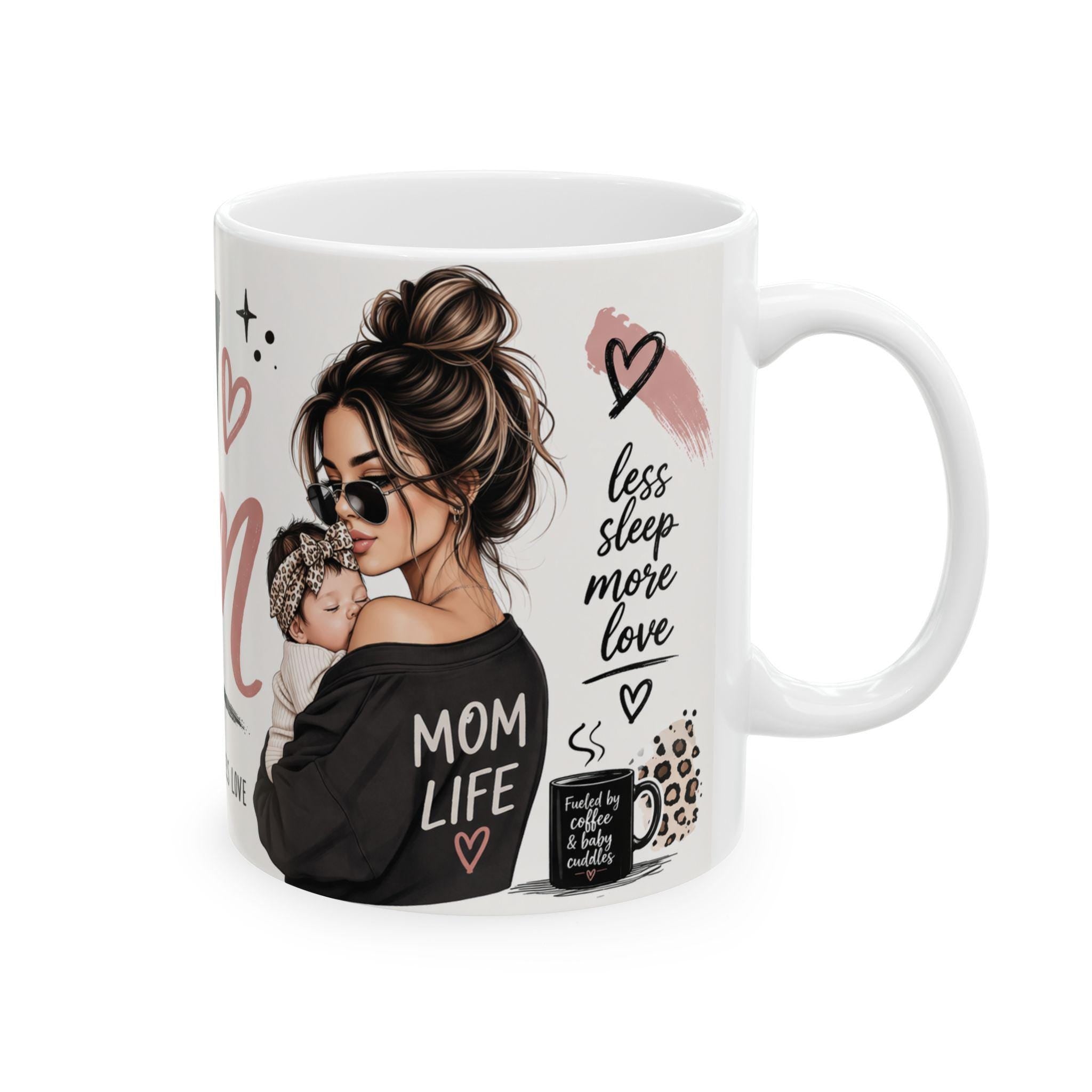 New Mom Life Illustration Mug | Motherhood Coffee Cup