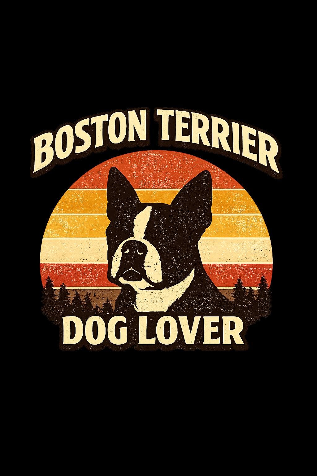 Retro Boston Terrier Dog Lover Shirt, Vintage Sunset Pet Owner Tee