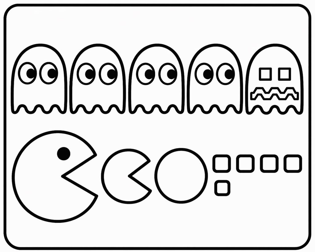 Retro Arcade Coloring Book | Pac Style Ghosts, Characters (Digital Download)