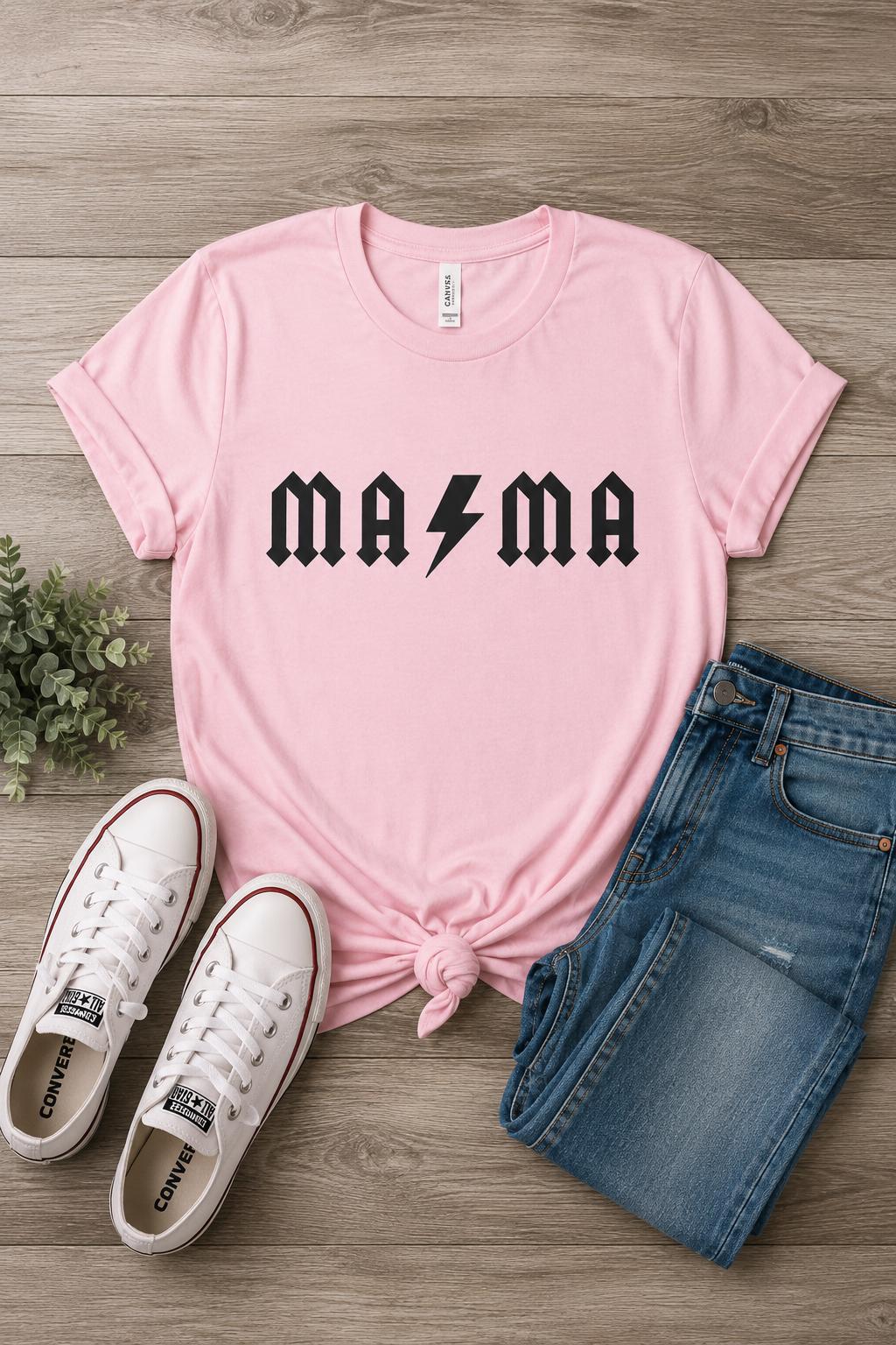 Mama Rock Shirt, Lightning Bolt Graphic Tee, Trendy Mom Apparel, Cotton Unisex Fit