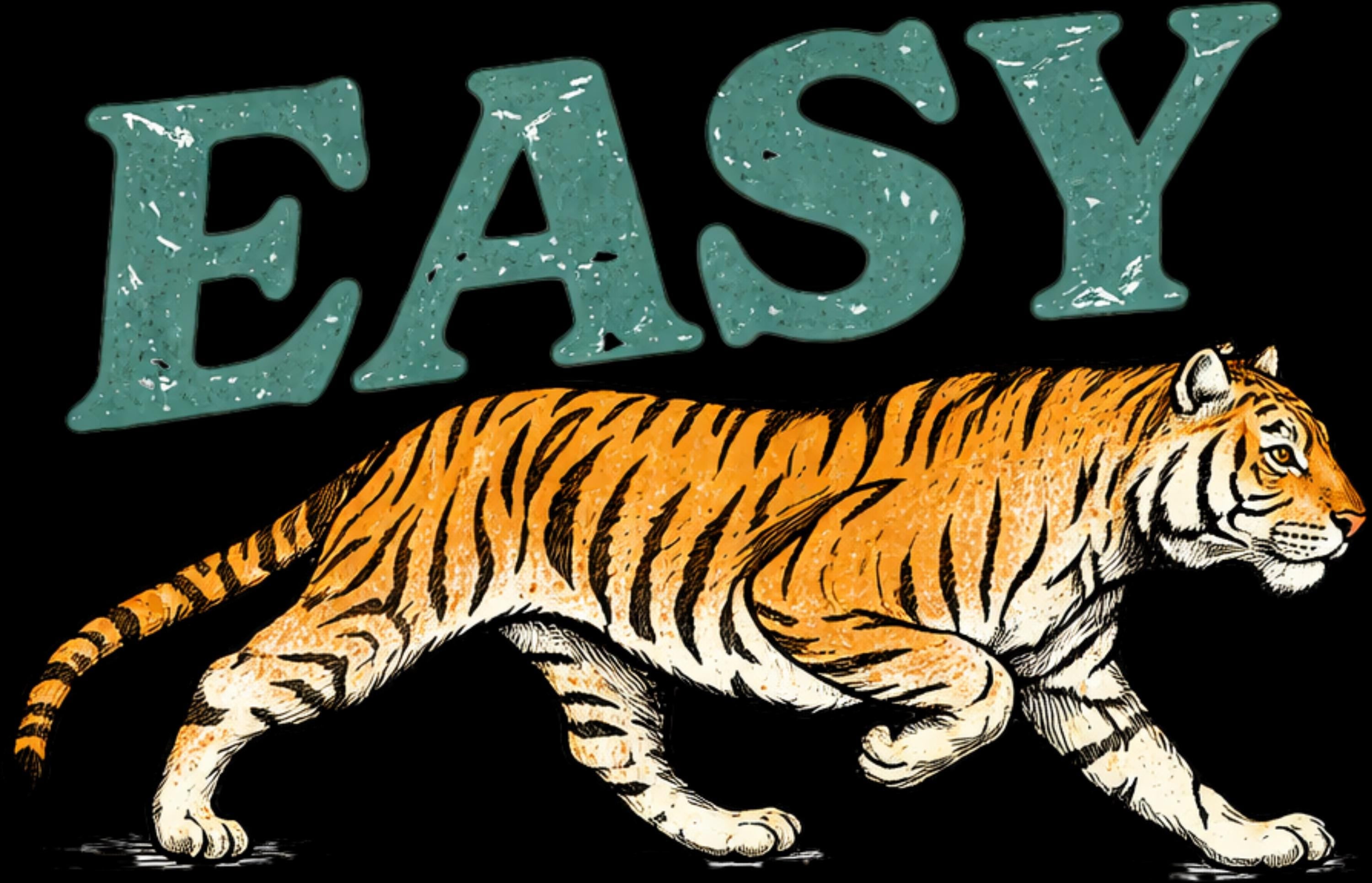 Easy Tiger Vintage Graphic Tee, Minimalist Animal Streetwear Shirt