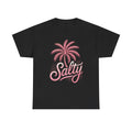Salty Beach Shirt, Pink Palm Tree Graphic Tee, Coastal Vibes T-Shirt