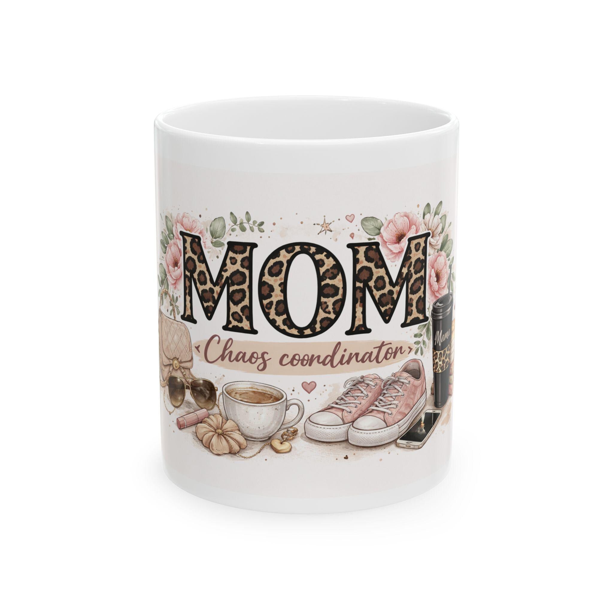 Mom Chaos Coordinator Mug | Floral, Leopard Print, Coffee, Sneakers