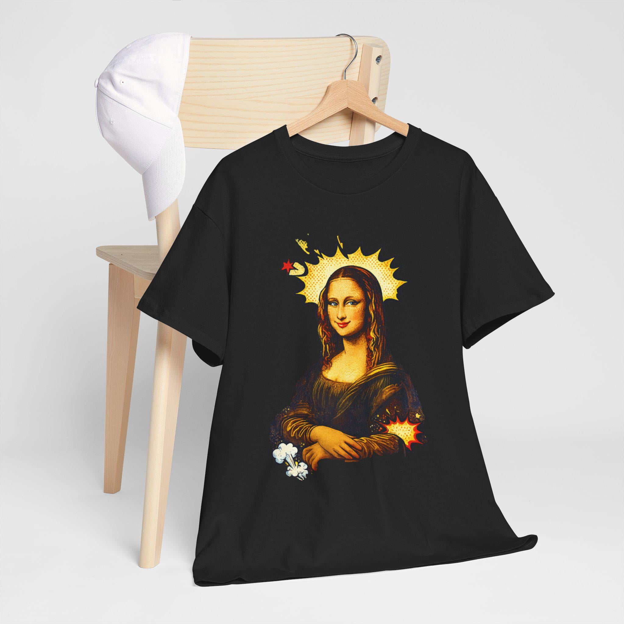 Mona Lisa with Flame Halo Tee | Renaissance Art, Grunge Fire Graphic