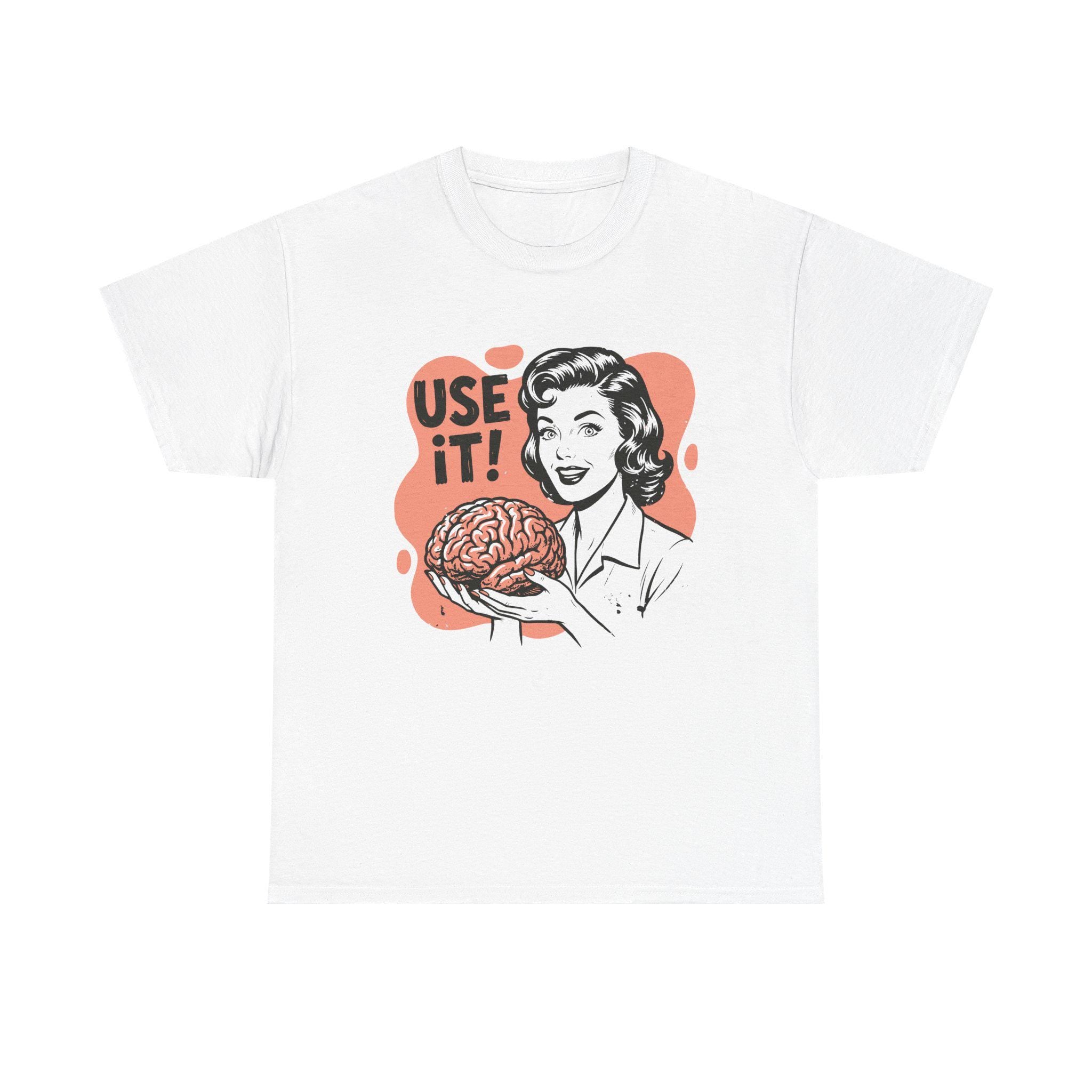 Funny Brain Graphic T-Shirt, Retro Humor Tee, Psychology Shirt, Vintage Style Cotton