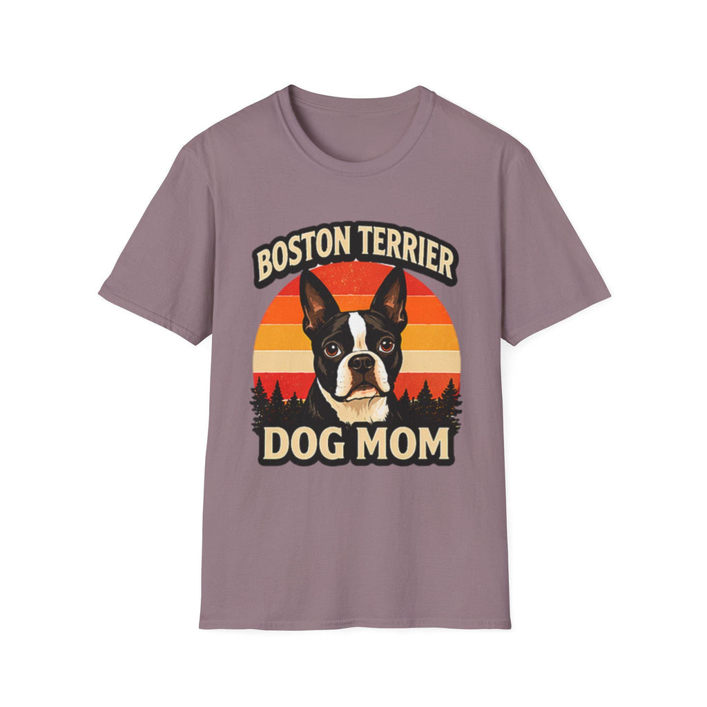Retro Boston Terrier Dog Mom Shirt, Vintage Sunset Pet Lover Tee
