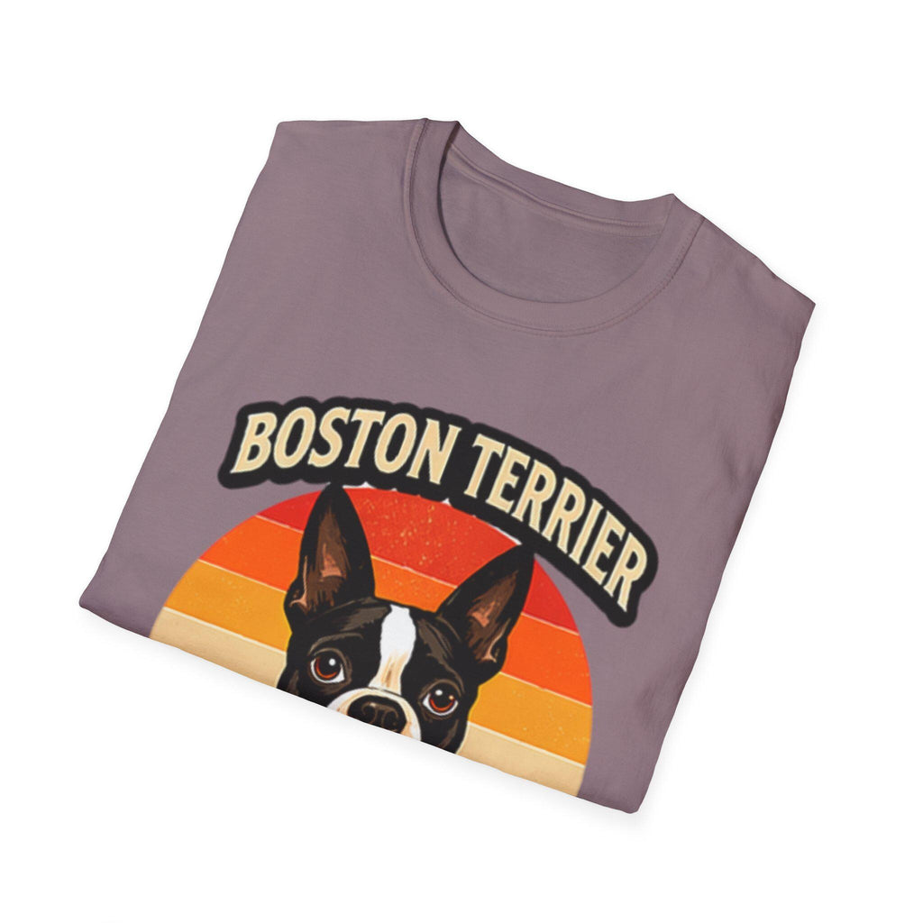 Retro Boston Terrier Dog Mom Shirt, Vintage Sunset Pet Lover Tee