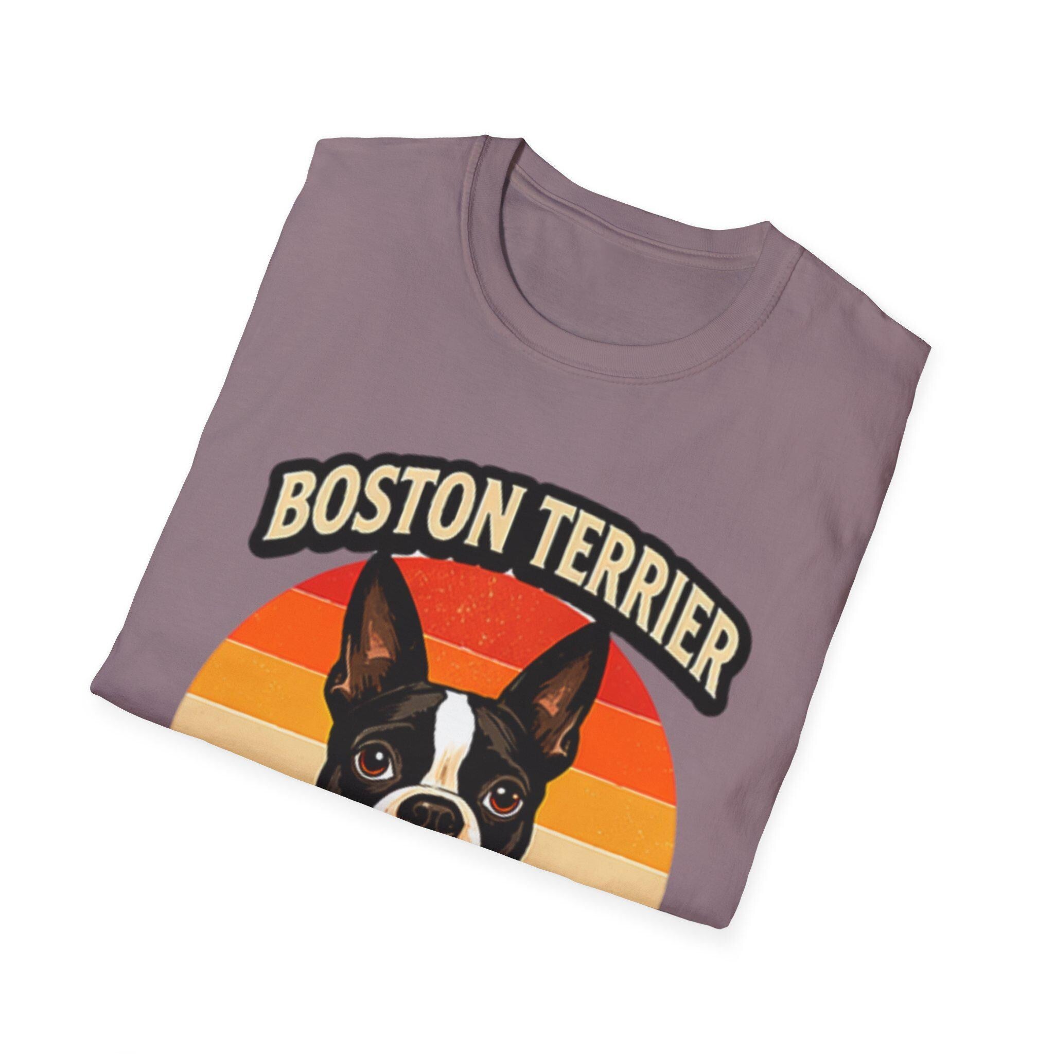 Retro Boston Terrier Dog Mom Shirt, Vintage Sunset Pet Lover Tee