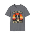 Retro Boston Terrier Dog Mom T-Shirt, Vintage Sunset Pet Lover Tee