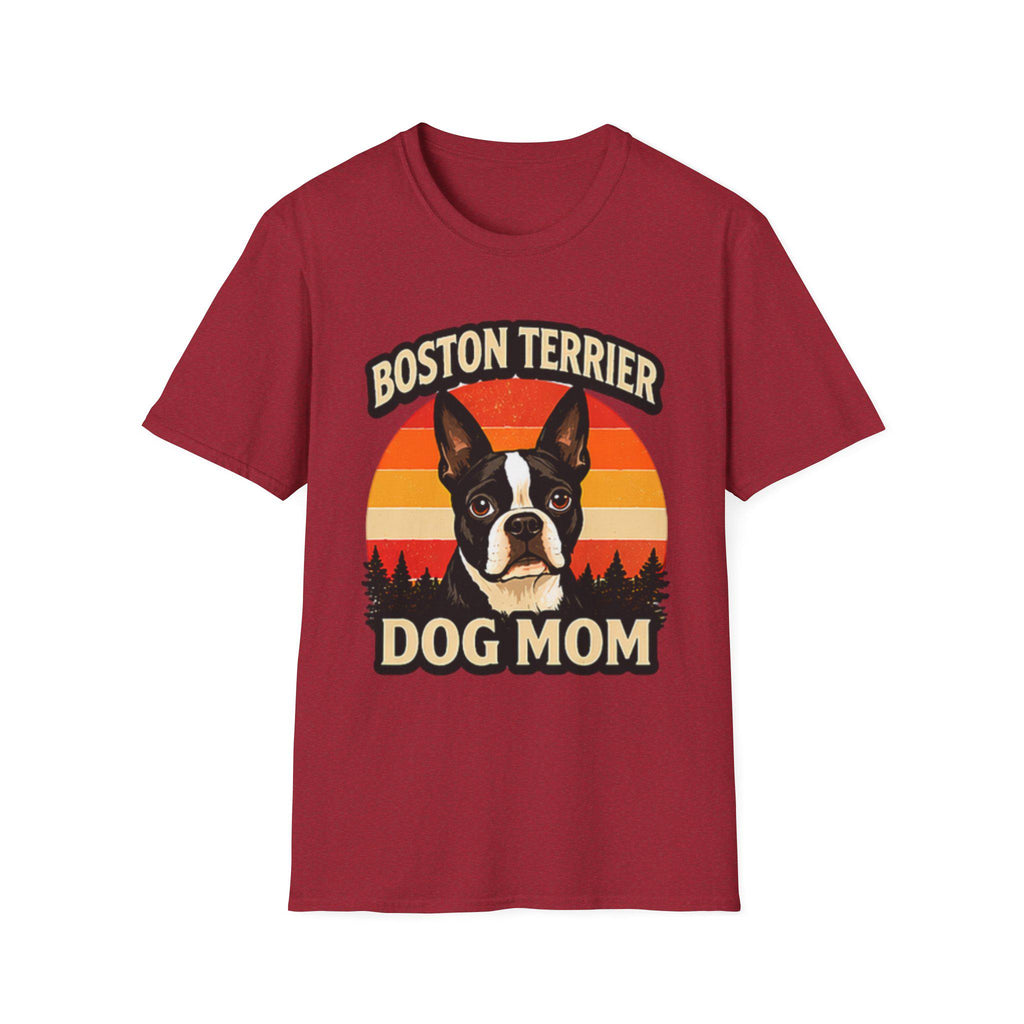Retro Boston Terrier Dog Mom Shirt, Vintage Sunset Pet Lover Tee