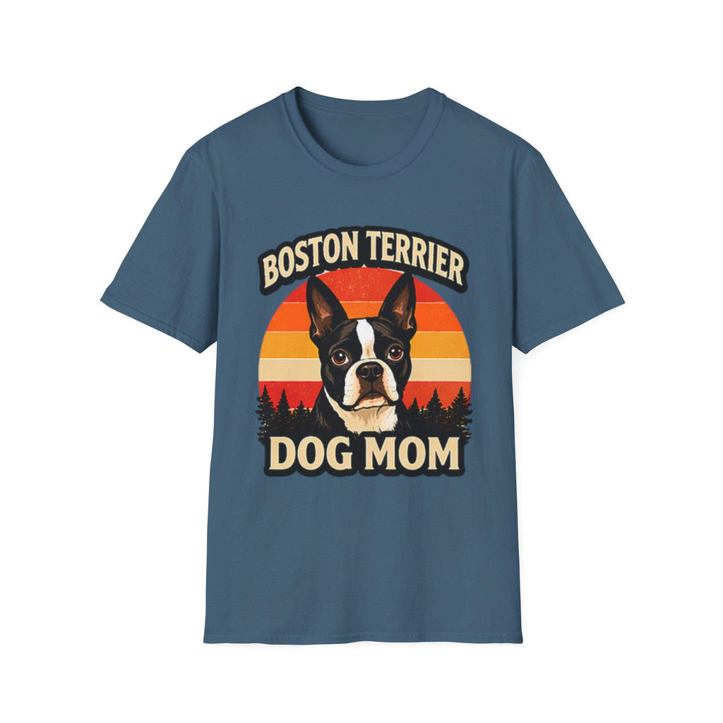 Retro Boston Terrier Dog Mom Sunset Shirt, Vintage Dog Lover Tee