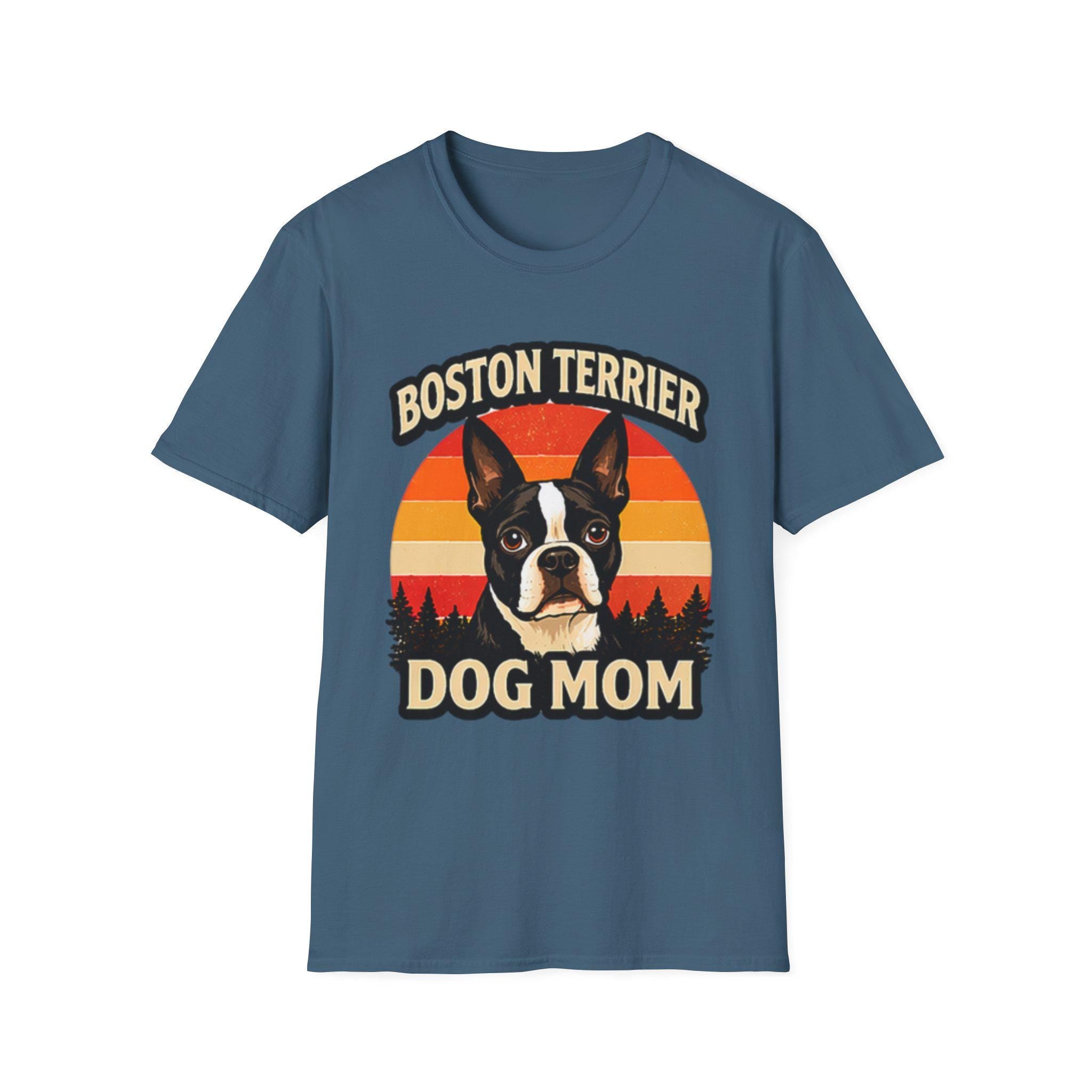 Retro Boston Terrier Dog Mom Sunset Shirt, Vintage Dog Lover Tee